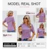 imageSHEWIN Womens Short Sleeve Summer Tops Crewneck Knit Solid Loose Casual Basic T Shirts Tee BlousesPurple