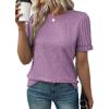 imageSHEWIN Womens Short Sleeve Summer Tops Crewneck Knit Solid Loose Casual Basic T Shirts Tee BlousesPurple