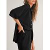 imageSHEWIN Womens 2 Piece Outfits Waffle Knit Lounge Sets Casual Short Sleeve Button Down Sleepwear Pajamas SetBlack
