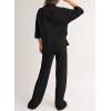 imageSHEWIN Womens 2 Piece Outfits Waffle Knit Lounge Sets Casual Short Sleeve Button Down Sleepwear Pajamas SetBlack