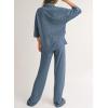 imageSHEWIN Womens 2 Piece Outfits Waffle Knit Lounge Sets Casual Short Sleeve Button Down Sleepwear Pajamas SetBlue