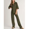 imageSHEWIN Womens 2 Piece Outfits Waffle Knit Lounge Sets Casual Short Sleeve Button Down Sleepwear Pajamas SetGreen