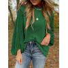 imageSHEWIN Womens Blouses Dressy Casual Smocked Tops Crew Neck Chiffon Long Sleeve Shirts Spring Outfits 2025Dark Green
