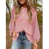 imageSHEWIN Womens Blouses Dressy Casual Smocked Tops Crew Neck Chiffon Long Sleeve Shirts Spring Outfits 2025Fushia