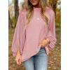 imageSHEWIN Womens Blouses Dressy Casual Smocked Tops Crew Neck Chiffon Long Sleeve Shirts Spring Outfits 2025Fushia