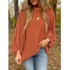 imageSHEWIN Womens Blouses Dressy Casual Smocked Tops Crew Neck Chiffon Long Sleeve Shirts Spring Outfits 2025Gold Flame