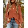 imageSHEWIN Womens Blouses Dressy Casual Smocked Tops Crew Neck Chiffon Long Sleeve Shirts Spring Outfits 2025Gold Flame
