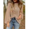 imageSHEWIN Womens Blouses Dressy Casual Smocked Tops Crew Neck Chiffon Long Sleeve Shirts Spring Outfits 2025Smoke Gray