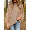 imageSHEWIN Womens Blouses Dressy Casual Smocked Tops Crew Neck Chiffon Long Sleeve Shirts Spring Outfits 2025Smoke Gray