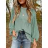 imageSHEWIN Womens Blouses Dressy Casual Smocked Tops Crew Neck Chiffon Long Sleeve Shirts Spring Outfits 2025Smoke Green