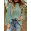 imageSHEWIN Womens Blouses Dressy Casual Smocked Tops Crew Neck Chiffon Long Sleeve Shirts Spring Outfits 2025Smoke Green