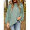imageSHEWIN Womens Blouses Dressy Casual Smocked Tops Crew Neck Chiffon Long Sleeve Shirts Spring Outfits 2025Smoke Green