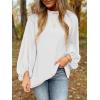 imageSHEWIN Womens Blouses Dressy Casual Smocked Tops Crew Neck Chiffon Long Sleeve Shirts Spring Outfits 2025White
