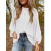 imageSHEWIN Womens Blouses Dressy Casual Smocked Tops Crew Neck Chiffon Long Sleeve Shirts Spring Outfits 2025White