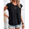 imageSHEWIN Womens Casual Crewneck Bat Sleeve Chiffon Blouses Eyelet Slit Summer Tops ShirtsBlack