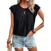 imageSHEWIN Womens Casual Crewneck Bat Sleeve Chiffon Blouses Eyelet Slit Summer Tops ShirtsBlack