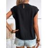 imageSHEWIN Womens Casual Crewneck Bat Sleeve Chiffon Blouses Eyelet Slit Summer Tops ShirtsBlack