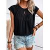 imageSHEWIN Womens Casual Crewneck Bat Sleeve Chiffon Blouses Eyelet Slit Summer Tops ShirtsBlack