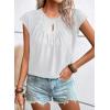 imageSHEWIN Womens Casual Crewneck Bat Sleeve Chiffon Blouses Eyelet Slit Summer Tops ShirtsWhite