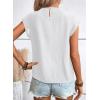 imageSHEWIN Womens Casual Crewneck Bat Sleeve Chiffon Blouses Eyelet Slit Summer Tops ShirtsWhite