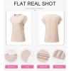 imageSHEWIN Womens Shirts Casual Crewneck Cap Sleeve T Shirt Cute Summer Tops Loose Knitted BlousesBeige