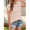 imageSHEWIN Womens Shirts Casual Crewneck Cap Sleeve T Shirt Cute Summer Tops Loose Knitted BlousesBeige