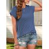 imageSHEWIN Womens Shirts Casual Crewneck Cap Sleeve T Shirt Cute Summer Tops Loose Knitted BlousesDark Blue
