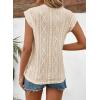 imageSHEWIN Womens Summer Tops Casual Crewneck Cap Sleeve Shirts Lightweight Crochet Knit Texture Tank Top BlousesApricot