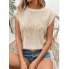 imageSHEWIN Womens Summer Tops Casual Crewneck Cap Sleeve Shirts Lightweight Crochet Knit Texture Tank Top BlousesApricot