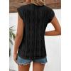 imageSHEWIN Womens Summer Tops Casual Crewneck Cap Sleeve Shirts Lightweight Crochet Knit Texture Tank Top BlousesBlack