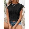 imageSHEWIN Womens Summer Tops Casual Crewneck Cap Sleeve Shirts Lightweight Crochet Knit Texture Tank Top BlousesBlack