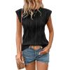 imageSHEWIN Womens Summer Tops Casual Crewneck Cap Sleeve Shirts Lightweight Crochet Knit Texture Tank Top BlousesBlack