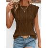 imageSHEWIN Womens Summer Tops Casual Crewneck Cap Sleeve Shirts Lightweight Crochet Knit Texture Tank Top BlousesCoffee