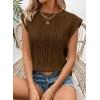 imageSHEWIN Womens Summer Tops Casual Crewneck Cap Sleeve Shirts Lightweight Crochet Knit Texture Tank Top BlousesCoffee