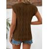imageSHEWIN Womens Summer Tops Casual Crewneck Cap Sleeve Shirts Lightweight Crochet Knit Texture Tank Top BlousesCoffee