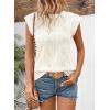 imageSHEWIN Womens Summer Tops Casual Crewneck Cap Sleeve Shirts Lightweight Crochet Knit Texture Tank Top BlousesWhite