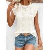 imageSHEWIN Womens Summer Tops Casual Crewneck Cap Sleeve Shirts Lightweight Crochet Knit Texture Tank Top BlousesWhite