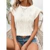 imageSHEWIN Womens Summer Tops Casual Crewneck Cap Sleeve Shirts Lightweight Crochet Knit Texture Tank Top BlousesWhite