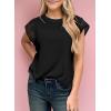 imageSHEWIN Womens Summer Tops Crewneck Short Sleeve T Shirts Casual Patchwork Hollow Out Loose Tank TopBlack