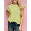 imageSHEWIN Womens Summer Tops Crewneck Short Sleeve T Shirts Casual Patchwork Hollow Out Loose Tank TopLight Green