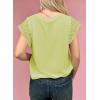 imageSHEWIN Womens Summer Tops Crewneck Short Sleeve T Shirts Casual Patchwork Hollow Out Loose Tank TopLight Green
