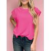 imageSHEWIN Womens Summer Tops Crewneck Short Sleeve T Shirts Casual Patchwork Hollow Out Loose Tank TopPink