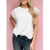 imageSHEWIN Womens Summer Tops Crewneck Short Sleeve T Shirts Casual Patchwork Hollow Out Loose Tank TopWhite