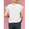 imageSHEWIN Womens Summer Tops Crewneck Short Sleeve T Shirts Casual Patchwork Hollow Out Loose Tank TopWhite