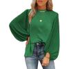 imageSHEWIN Womens Blouses Dressy Casual Smocked Tops Crew Neck Chiffon Long Sleeve Shirts Spring Outfits 2025Dark Green
