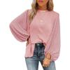 imageSHEWIN Womens Blouses Dressy Casual Smocked Tops Crew Neck Chiffon Long Sleeve Shirts Spring Outfits 2025Fushia