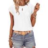 imageSHEWIN Womens Casual Crewneck Bat Sleeve Chiffon Blouses Eyelet Slit Summer Tops ShirtsWhite