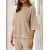 imageSHEWIN Lounge Sets for Women Casual 2 Piece Sweater Sets Loose Knit Womens Pajama SetsApricot
