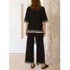 imageSHEWIN Lounge Sets for Women Casual 2 Piece Sweater Sets Loose Knit Womens Pajama SetsBlack