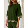 imageSHEWIN Lounge Sets for Women Casual 2 Piece Sweater Sets Loose Knit Womens Pajama SetsDark Green